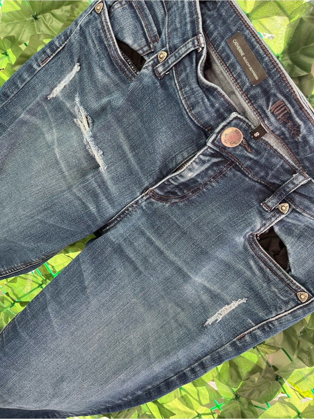 Kut from the Kloth Medium Wash Jeans with Distressing
